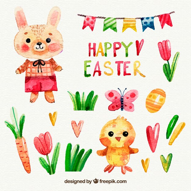 Watercolor happy easter day background