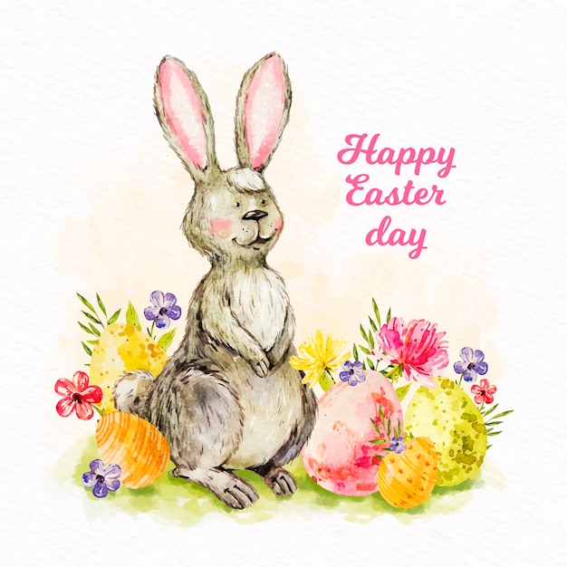 Free Vector watercolor happy easter day