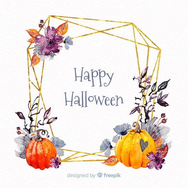 Free vector watercolor happy halloween frame