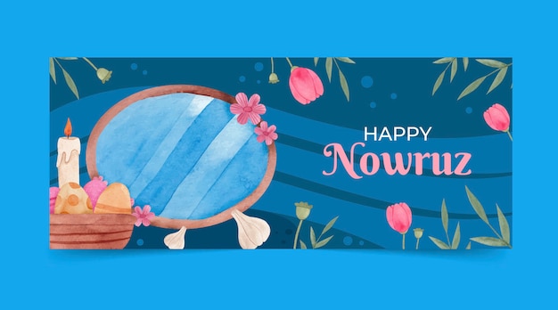 Free Vector watercolor happy nowruz horizontal banner