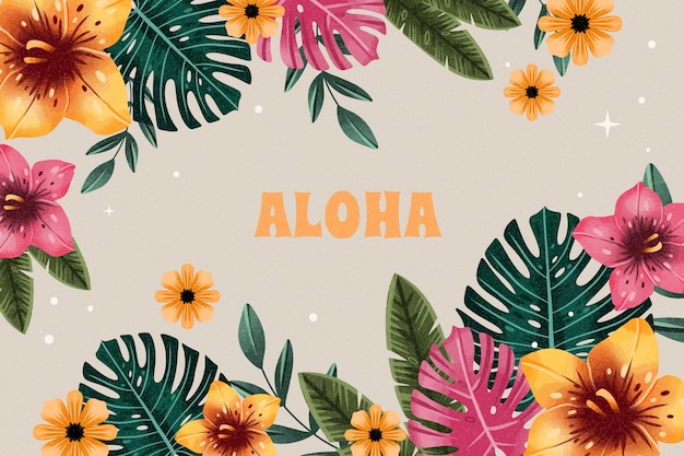 Watercolor hawaiian aesthetic illustration