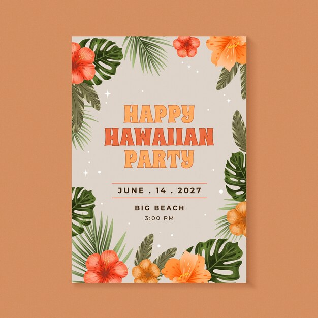 Watercolor hawaiian aesthetic poster template