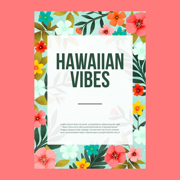 Free Vector watercolor hawaiian aesthetic poster