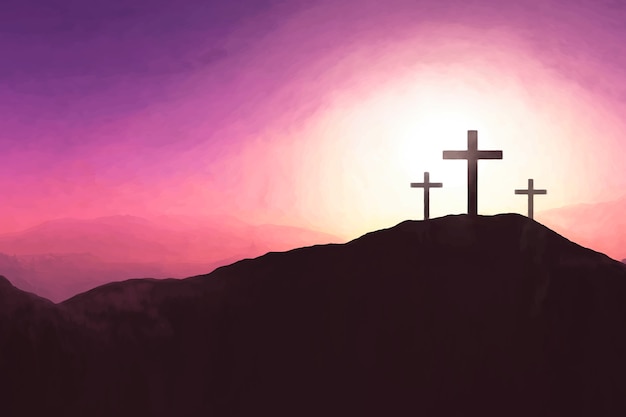 Watercolor he is risen illustration