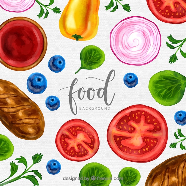 Free Vector watercolor healthy food background