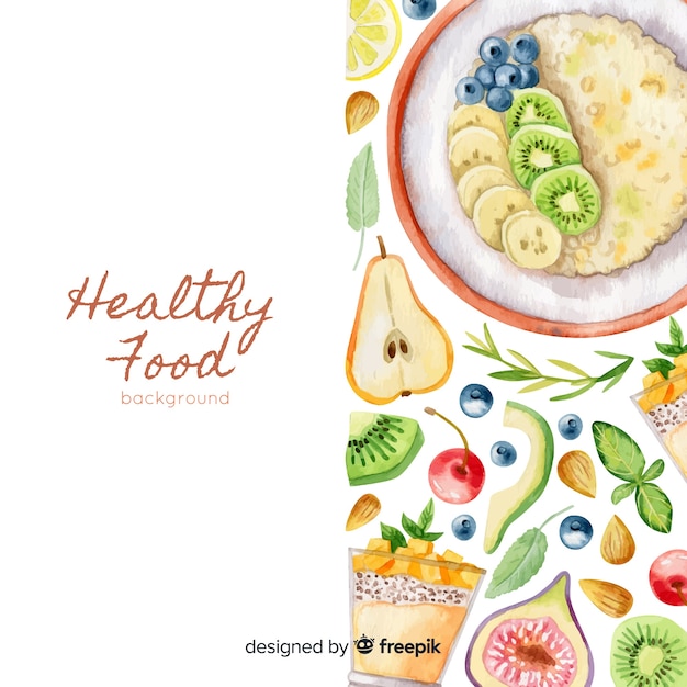 Free Vector watercolor healthy food background