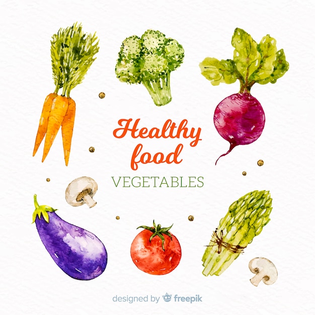 Watercolor healthy food collection