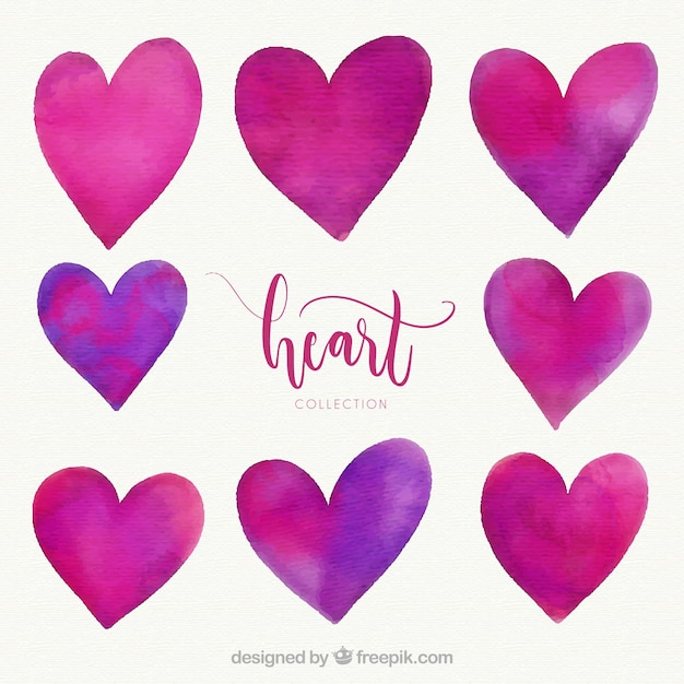 Free Vector watercolor heart collection