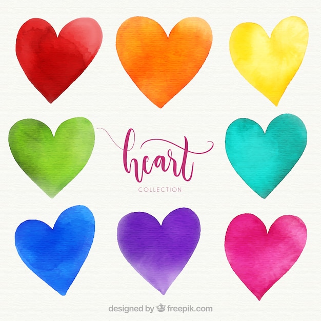 Free Vector watercolor heart collection