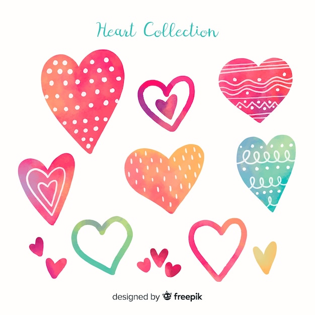 Free Vector watercolor heart collection