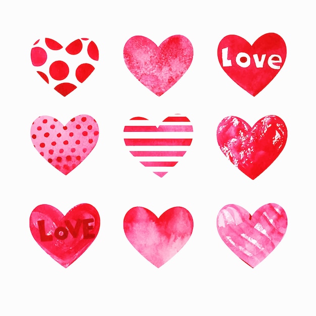 Free Vector watercolor hearts collection