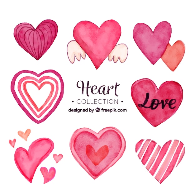 Free Vector watercolor hearts collection