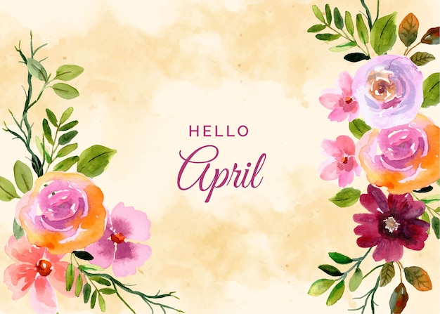 Watercolor hello april background