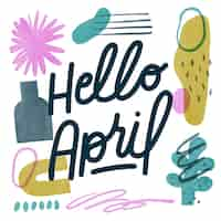 Free vector watercolor hello april lettering