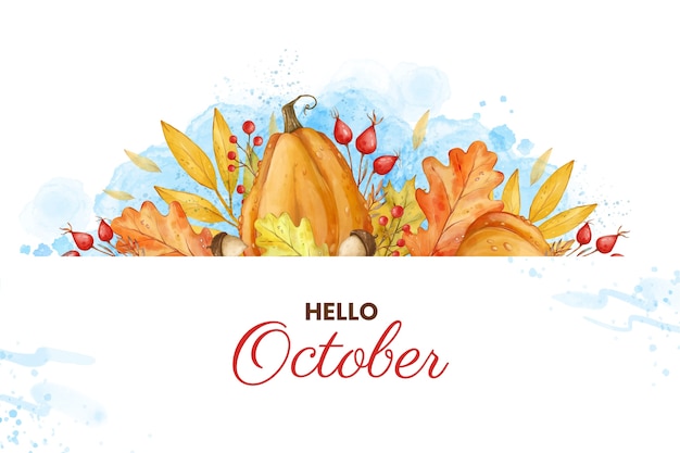 Watercolor hello fall background