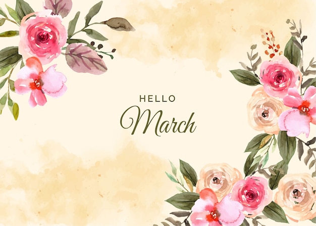 Watercolor hello march background