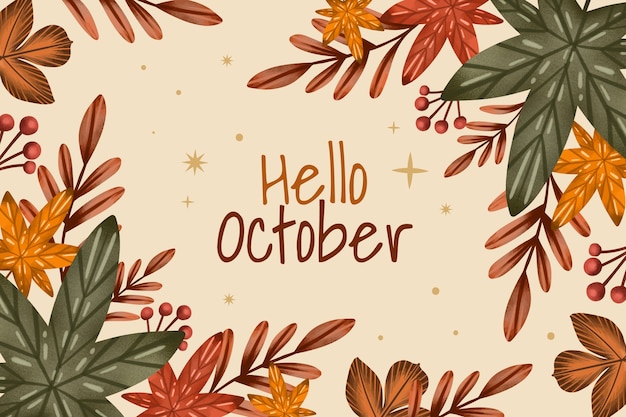 Free Vector watercolor hello october background