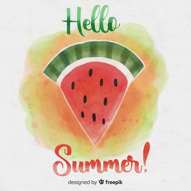 Free Vector watercolor hello summer background