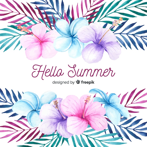 Watercolor hello summer background