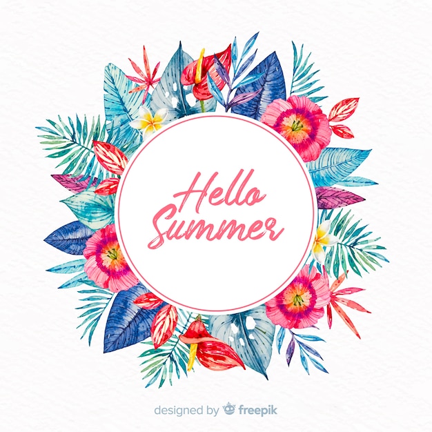 Watercolor hello summer background