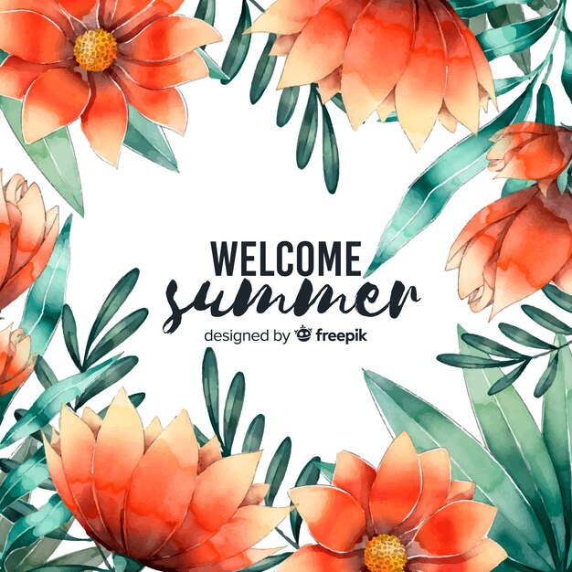 Watercolor hello summer background