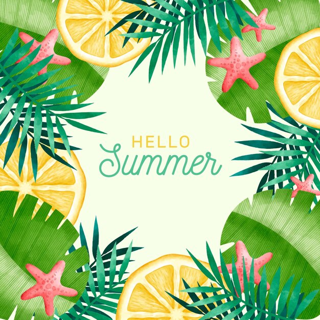 Watercolor hello summer concept