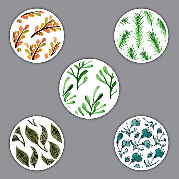 Watercolor Herbs Coins Designs