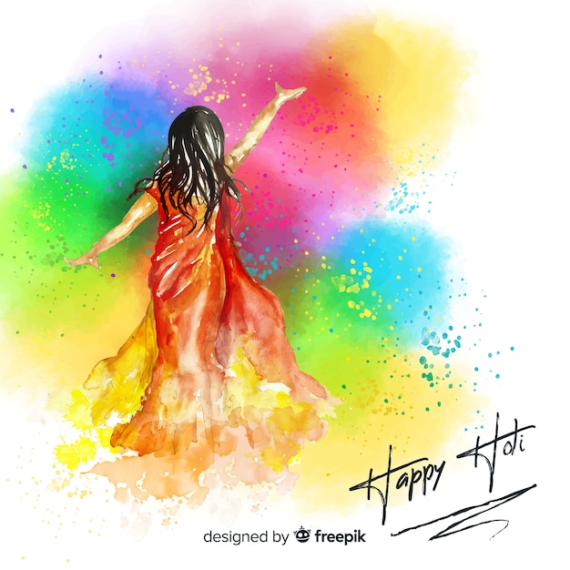 Watercolor holi festival background