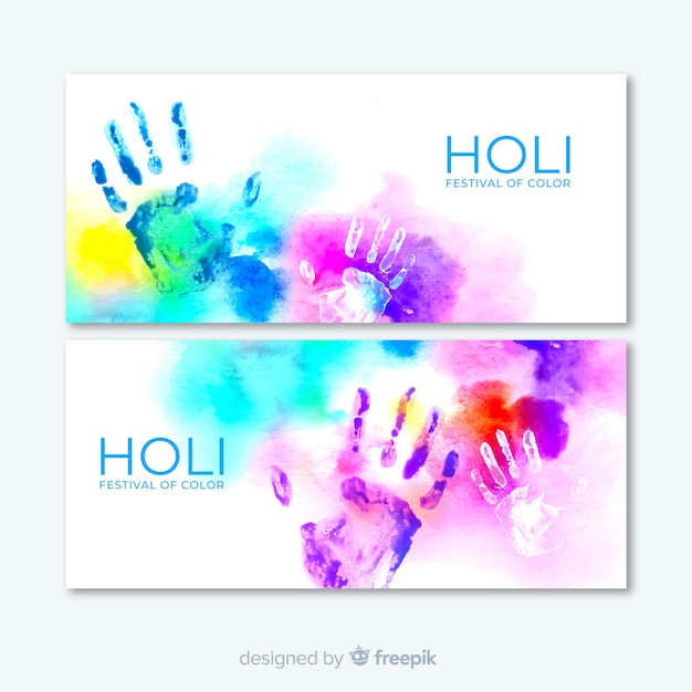 Watercolor holi festival banner