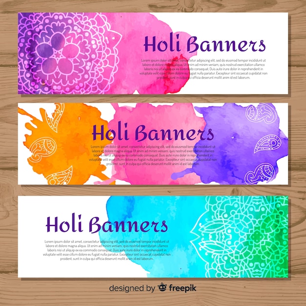 Free vector watercolor holi festival banner