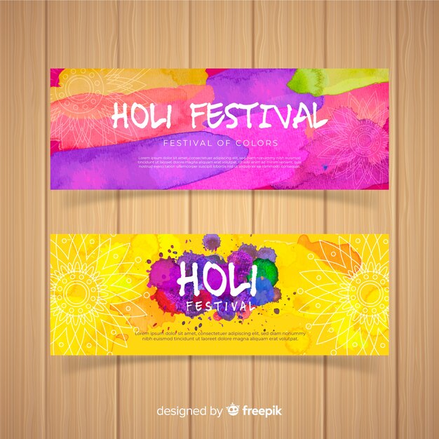 Watercolor holi festival banner