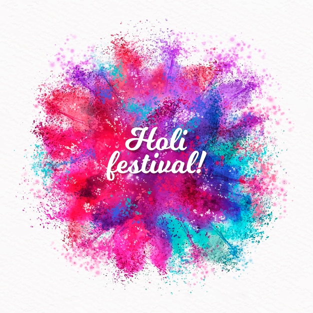 Free Vector watercolor holi festival lettering