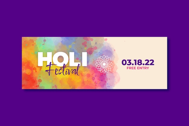 Free vector watercolor holi horizontal banner