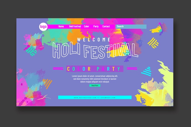 Watercolor holi landing page template