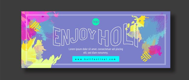 Watercolor holi social media cover template