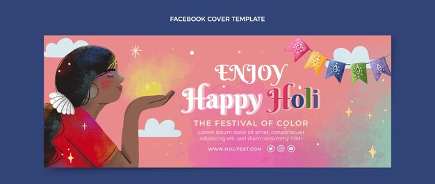 Watercolor holi social media cover template