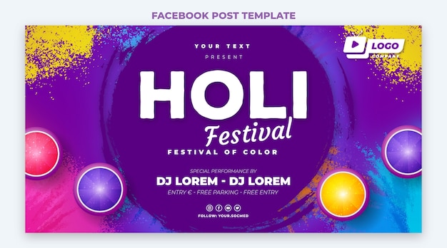 Free Vector watercolor holi social media post template