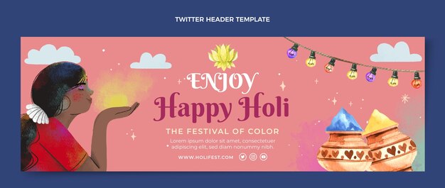 Watercolor holi twitter header