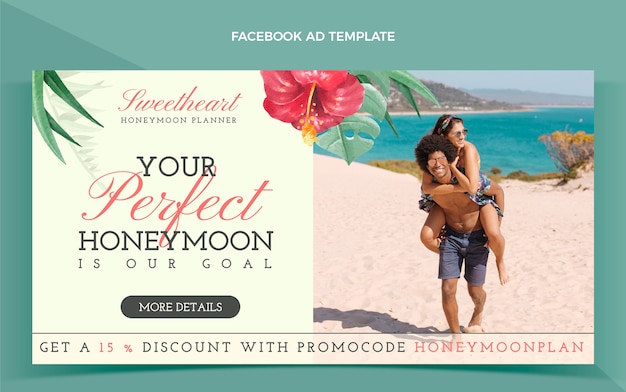 Free Vector watercolor honeymoon template