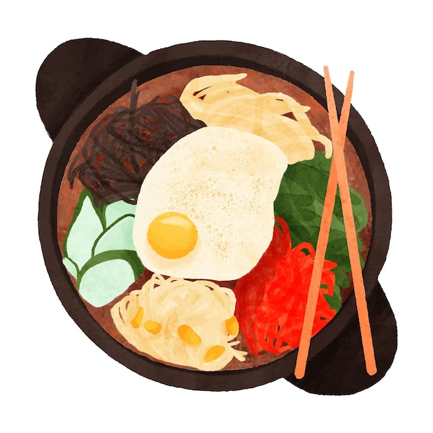 Watercolor hot pot illustration