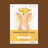 Free vector watercolor human rights day vertical poster template