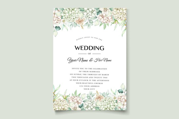 watercolor hydrangea wedding invitation card