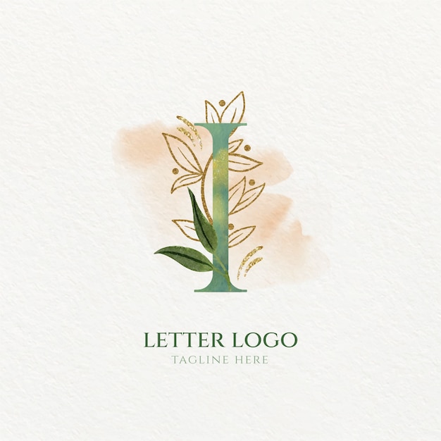 Watercolor i letter logo template