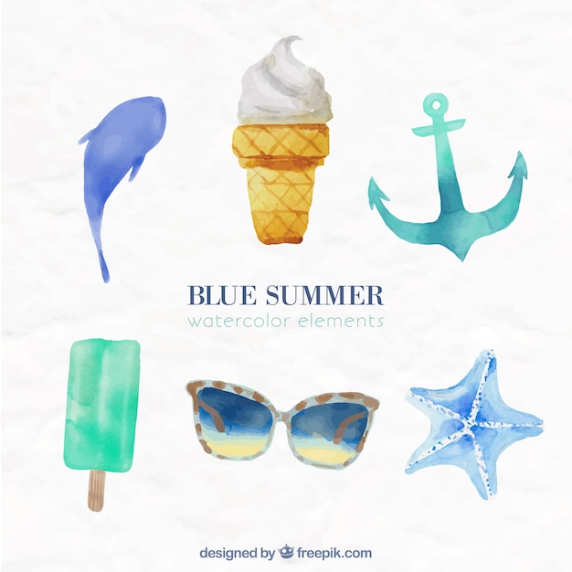 Free Vector watercolor ice cream and other elements