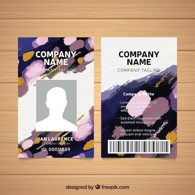 Free Vector watercolor id card template with abstract style