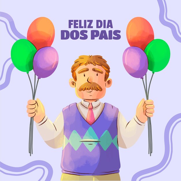 Watercolor illustration for dia dos pais celebration