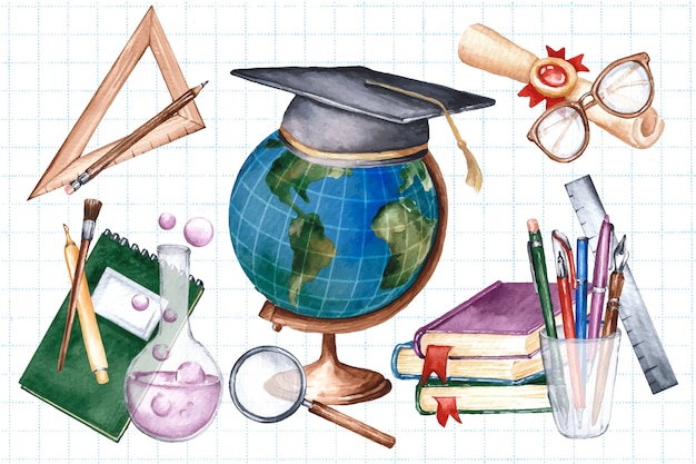 Free Vector watercolor illustration for international day of education celebration