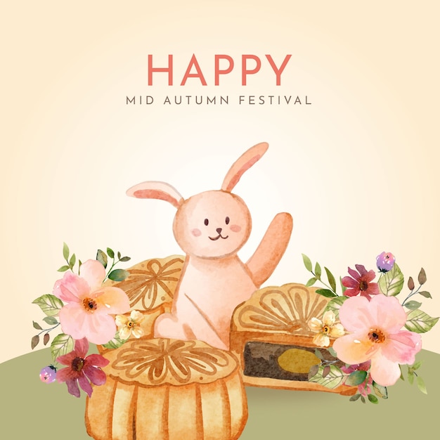 Watercolor illustration for mid-autumn festival celebration