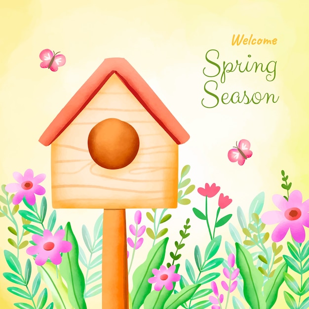 Free vector watercolor illustration for springtime season