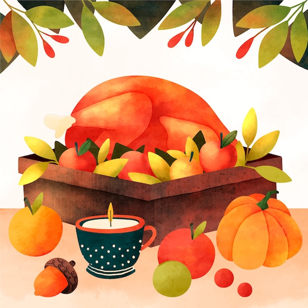 Free Vector watercolor illustration for thanksgiving celebration